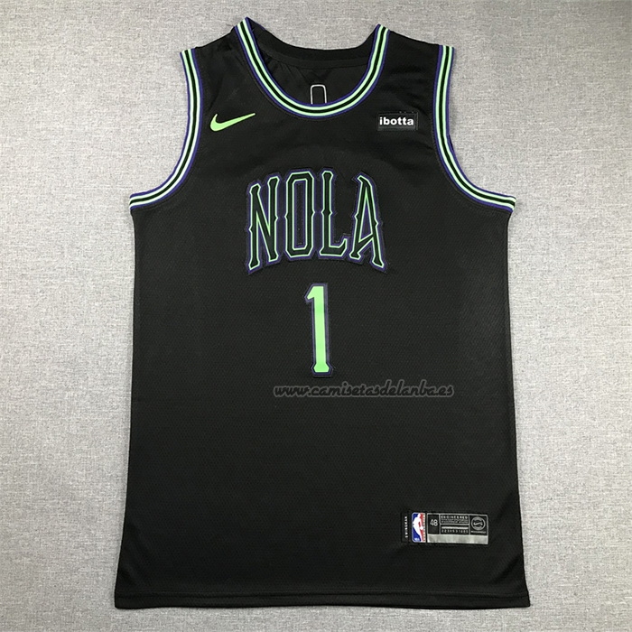 Camiseta New Orleans Pelicans Zion Williamson NO 1 Ciudad 2023-24 Negro